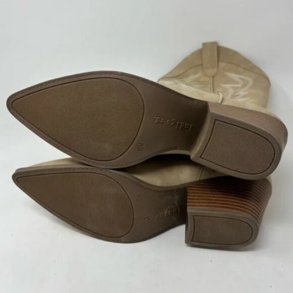 NEW INDIGO RD. BEIGE WESTERN COWBOY BOOTS POINTED - Picture 9 of 10
